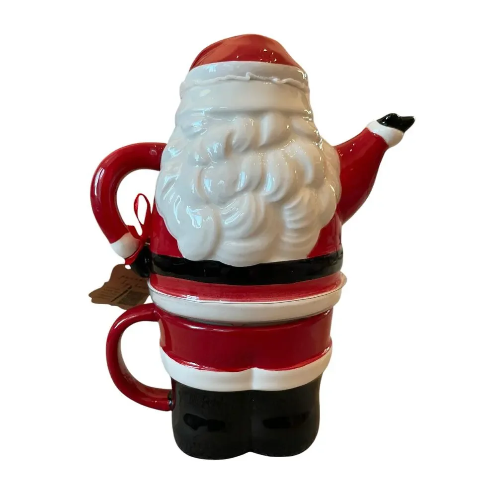 Lang Christmas Tea For One Winking Santa Teapot With Lid 12oz Cup New